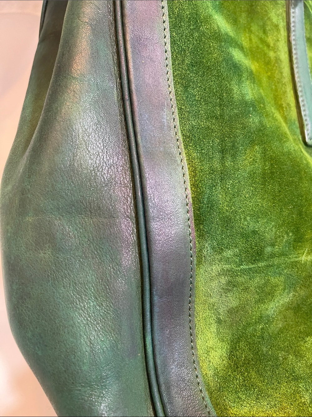 Coach Olive Green Suede Leather Trim Large Zip Tote Shoulder Bag - Picture 16 of 17